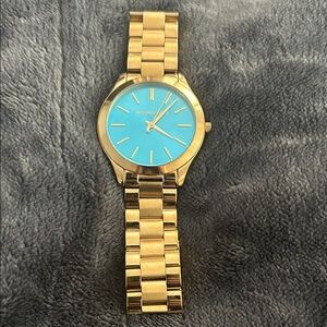 Michael Kors Gold and Blue Women's Watch